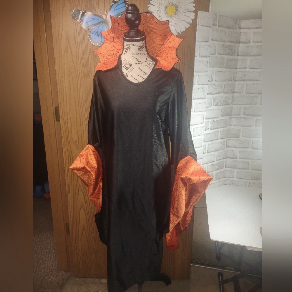 Kids Black and Orange Halloween Costume Dress - Picture 1 of 8